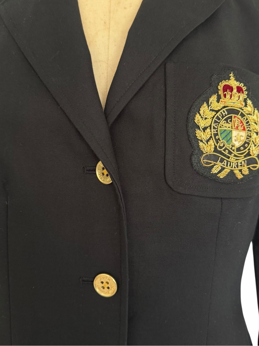 Lauren Ralph Lauren Black Crest Blazer Gold Buttons Size 2 - Picture 6 of 11